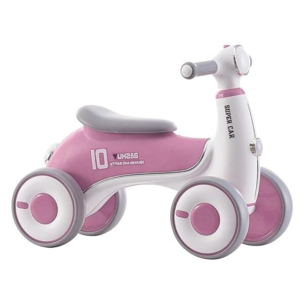 Balance Bike Baby for 1-3 Years Boys and Girls, First Ride Training Scooter,4 Wheels, Super Car Design, No Pedal Toddler Bike (Pink) - Image 3
