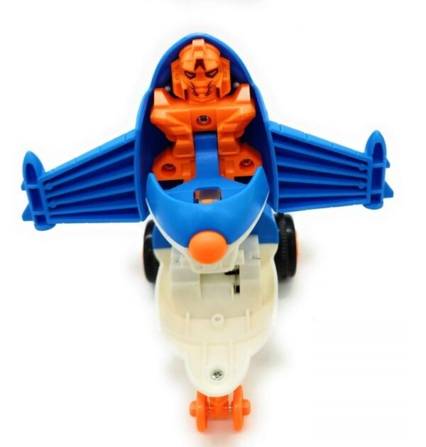 HK Toys Robot Friction Toy | Education & Unbreakable Toy | Bright Color | Mini Racing Converting Plane to Robot Friction Toy (Random Colors) (1 pcs) for Kids - Image 2