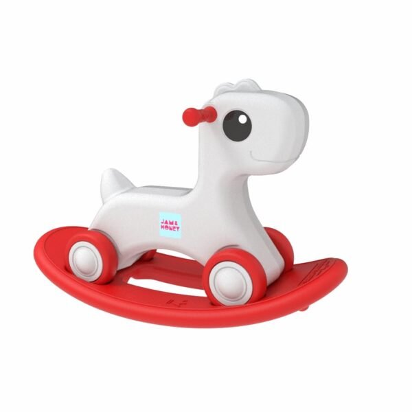 Amazon Brand - Jam & Honey 3-in-1 Baby Push Ride-On, Rocker & Balance Board | for Kids 1-4 Years Old | Non-Toxic | Durable and Safe | Upto 20kgs Weight | Red & Grey