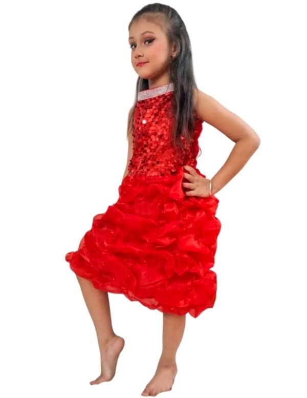 BookMyCostume Red Balloon Frock Western Dance Costume Dress for Girls - Premium - Image 4