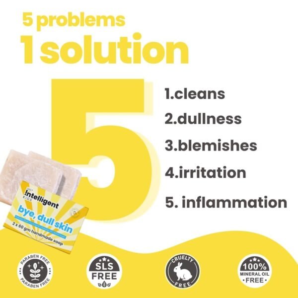 Tuco® Kids Bye, Dull Skin Soap Pack of 6X75gm with Turmeric, Shea Butter & Coconut Oil | Perfect for Dull & Sensitive Skin | Paraben & Sulphate Free | Ages 2-5, 5-10, 10-15 | 6x75gm - Image 4