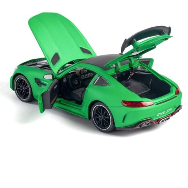 1:24 Diecast Model Alloy Mrcedes AMG GTR Alloy Metal Pull Back with 6 Openable Doors & Sound Light Toy car for Kids Best Gift Toys for Kids Boys (Green) - Image 3
