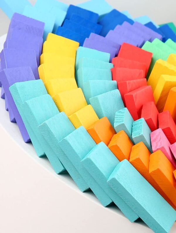 100 Piece Wooden Building Blocks Toy for Kids,Block Game for 3-8 Years Old Kids Boys & Girls,Random Color (100 Piece Domino Block Toys for Kids)