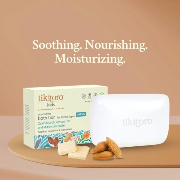 Tikitoro Kids Nourishing Bath Bar | Pediatrician Approved | Murumuru Butter Soap | Soothes, Nourishes and Moisturizes Skin | All Skin Types | Vegan | No Parabens & Sulphates (4-10 Years) (4 x 75g) - Image 3