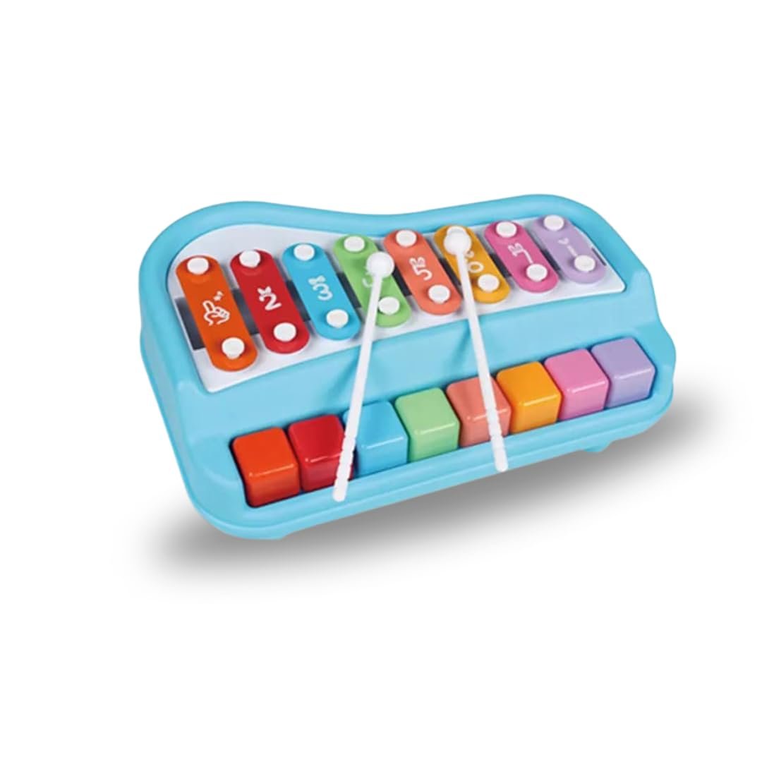 Ohotoys Unlock Joy and Learning: 2 in 1 Baby Piano Xylophone Toy for Toddlers 1-3 Years Old, Multicolored Key Keyboard Xylophone, Preschool Educational Musical Instrument for Kids, Boys, Girls (Large)