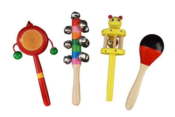 ECO-Friendly Toys Wooden Rattles Toys for Baby, New Born Babies, Infants, Kids (0 to 6 to 12 Months) - Set of 4 pcs - Non Toxic Multicolor - Discover Sounds, Develops Sensory Skills - Image 3