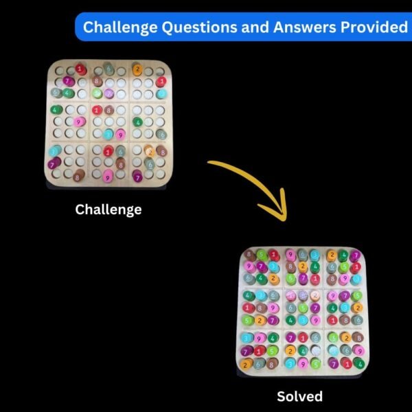 Colourful Wooden Sudoku Game | Fun Sudoku Puzzle Game Toy Challenge for 6+ Years | Educational Board Games for Primary School Kids | Math Brain Teaser Indoor Game Puzzle for Adults and Family - Image 4