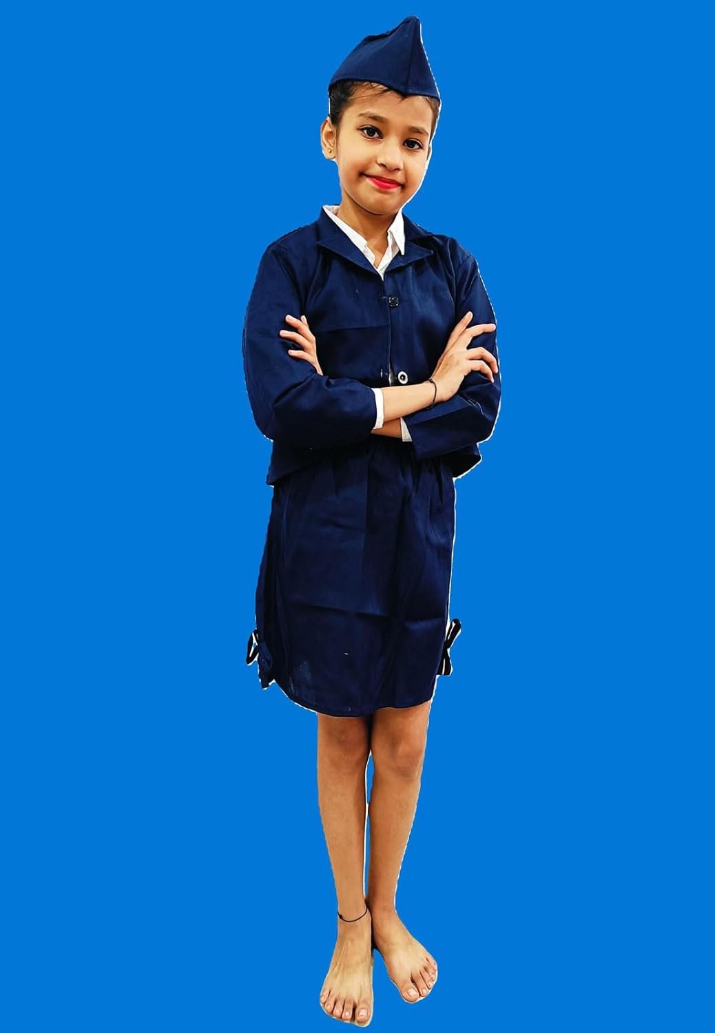 BookMyCostume Airline Air Hostess Kids Fancy Dress Costume for Girls - Blue