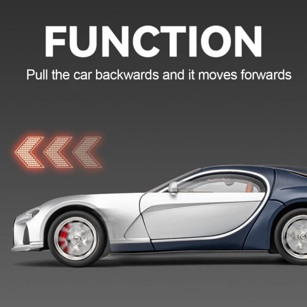 1:24 Bugatti Toy Car, Atlantic Alloy Die Cast Cars Model Car for Kids Birthday Christmas Party Gift, Pull Back Toy Cars with Sound and Light/Colors As Per Stock - Image 4