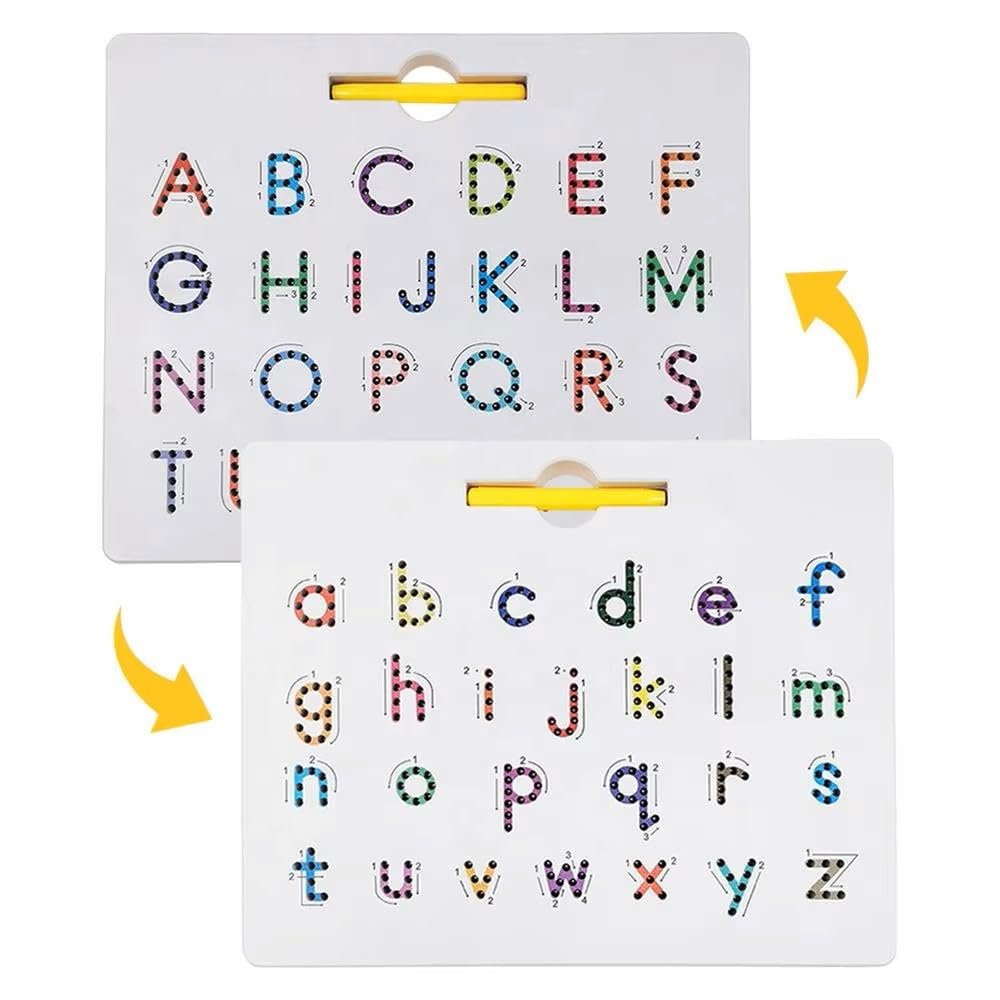 Magnetic Alphabet Tracing Board, Double-Sided 2-in-1 Learning & Writing Board, STEM Toy for Toddlers, Letter & Number Tracing Board with Magnet & Stylus Pen, Montessori Educational Toy - Image 4