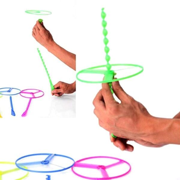 Gameshub Fly Wheel Sky Flier Dragonfly Plastic Flying Saucers Pull String Spinning Wheel Toy for Kids (Multicolour, Pack of 6) - Image 2