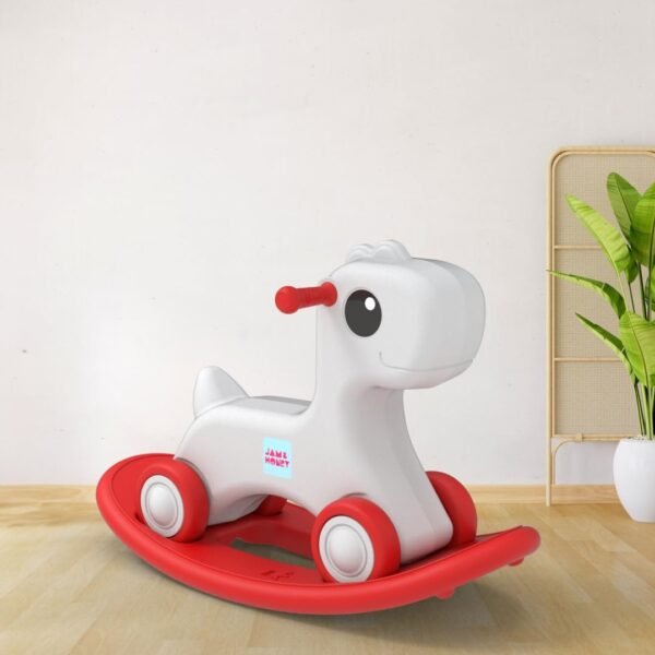 Amazon Brand - Jam & Honey 3-in-1 Baby Push Ride-On, Rocker & Balance Board | for Kids 1-4 Years Old | Non-Toxic | Durable and Safe | Upto 20kgs Weight | Red & Grey - Image 2