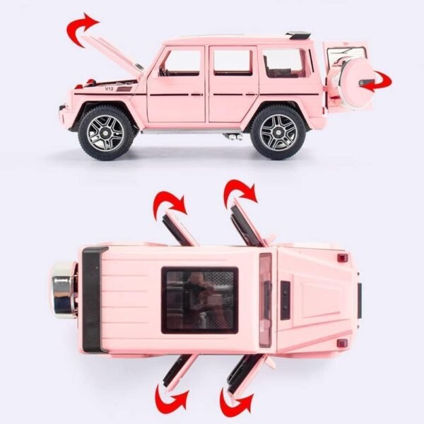 Alloy Metal Pull Back Die-cast Car 1:24 Big Mrcedes AMG G63 G-Klessa Diecast Metal Pullback Toy car with 6 Openable Doors & Light, Music Boys Gifts Toys for Kids(Pink)