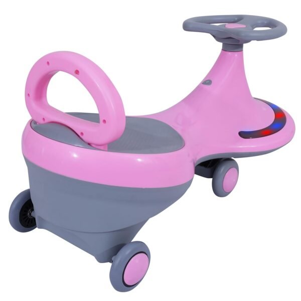 KURB Twister Swing Car for Kids 1-5 Years| Magic Car with Light & Music | Twister Car with Back Support | Swing Car with PU Wheels | Comfortable & Durable Seat (Pink) - Image 2