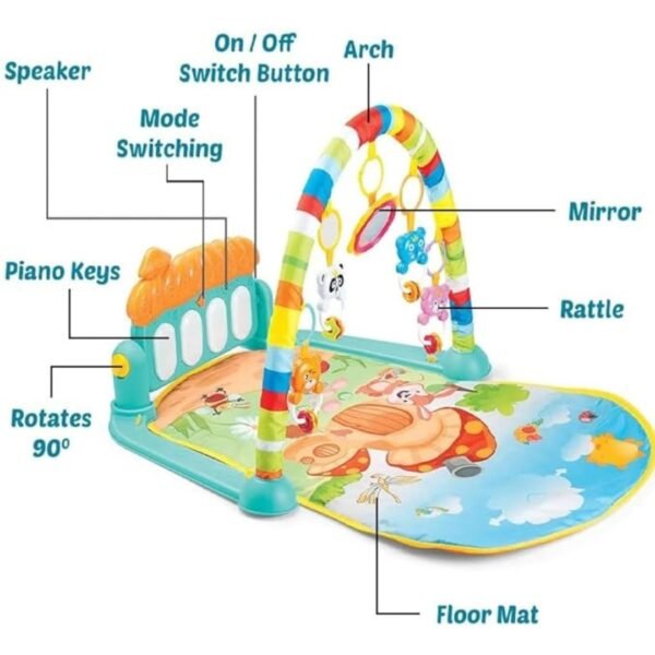 Play Gym for Babies 0 to 12 Months (1 Year Warranty) Musical Piano Keyboard Activity Play Mat for Kids Newborn 3 to 6 Month Fitness Rack Hanging Rattles Lights Tunes Music for Baby Boys Girls - Image 6