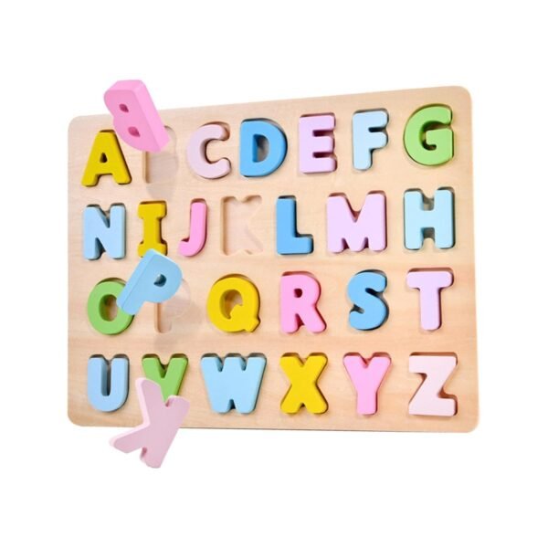 Toy Wood Alphabet Puzzle Set Puzzle Board for Boys Girls Children Ages 0-3 Years - Image 6