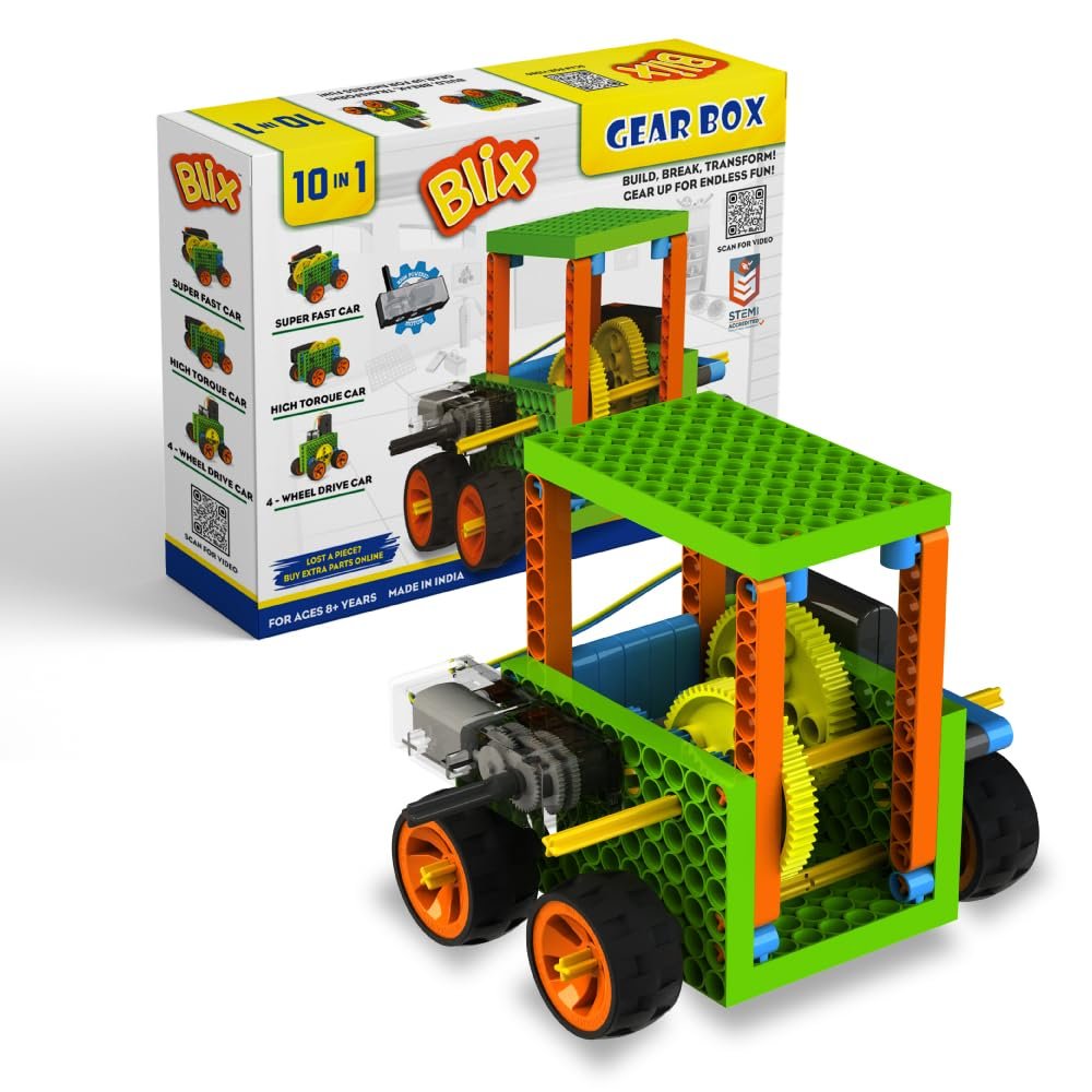 Blix Robotix - Gears Box, Science Kit, Educational DIY Building Set, Construction Toys, STEM Toys for 9+ Years Boys and Girls