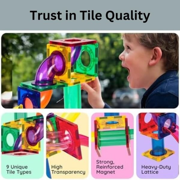 Magnetic Blocks – STEM Toy for 4 Year Old Boy & Girl | Marble Run Toys for Kids | Gift for 3+ Year Old Boy | Magnetic Building Blocks | Educational Toys 4 Years Old – 40 Pcs - Image 3