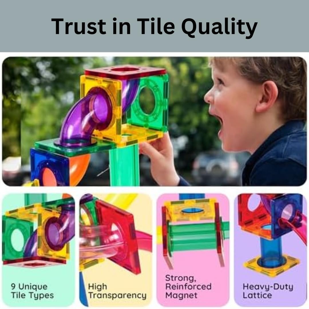 Magnetic Blocks – STEM Toy for 4 Year Old Boy & Girl | Marble Run Toys for Kids | Gift for 3+ Year Old Boy | Magnetic Building Blocks | Educational Toys 4 Years Old – 40 Pcs - Image 3