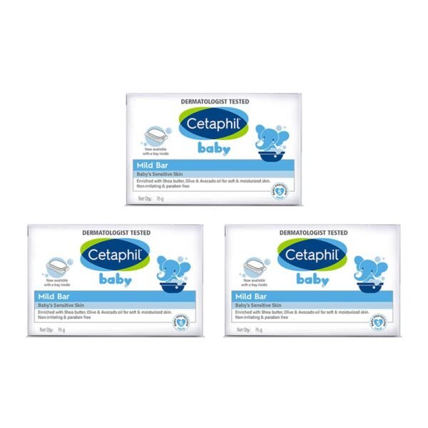 Cetaphil Baby Mild Bar for Face and Body Pack of 3, (75g x 3, Sensitive Skin) - Image 5