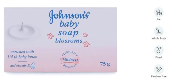 Johnson’s Baby Soap Blossoms with New Easy Grip Shape, 75g - Image 2