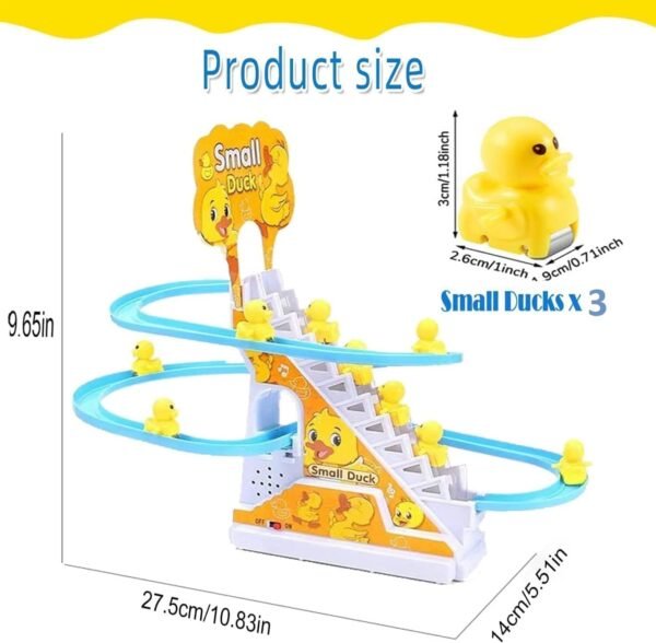 TEC TAVAKKAL Duck Slide Toy Set, Funny Automatic Stair-Climbing Ducklings Cartoon Race Track Set Little Lovely Duck Slide Toy Escalator Toy with Lights and Music (Duck Track Set) - Image 3
