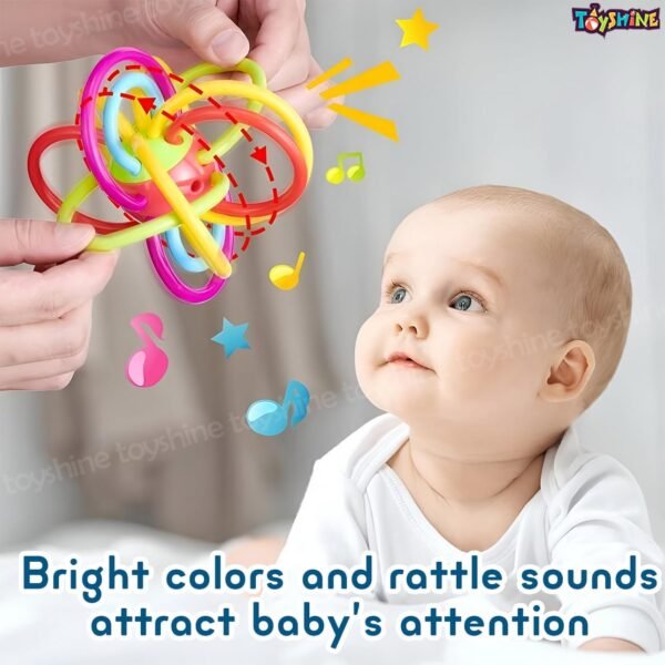Toyshine Baby Activity Easy Grasp BPA-Free Infant Teether Cum Loopi Toy Shaker Ball for Babies Boys Girls Toddler Gift - Image 3