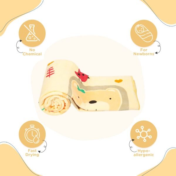 Mee Mee Micro Fiber Baby Bath Towel for New Born | Wash Cloth, Quick Absorbent, Extra Soft Cotton Towels for Kids/Toddlers/Infants/Babies, Pack of 1, Orange 70X110 CM - Image 3