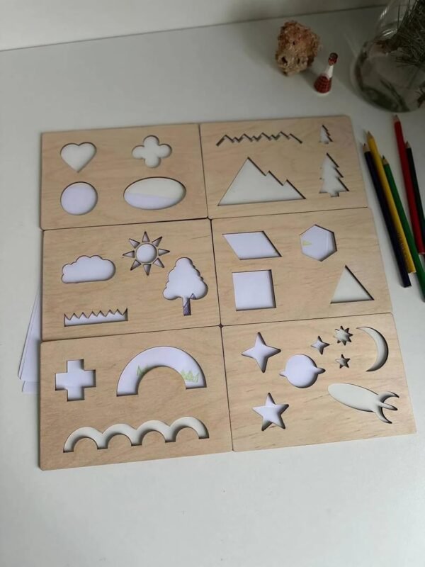 Stencils Set for Kids |Wooden Stencils for Kids| Educational Learning Toys How to Draw for Kids| Montessori Stencils Set |Wooden Educational Toys for Kids 3 Years or 2 or 4 Years Old