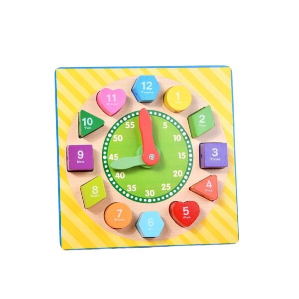 Toy Montessori Wooden Clock Toys Wooden Lacing Threading Toys for Baby Boys Square - Image 3