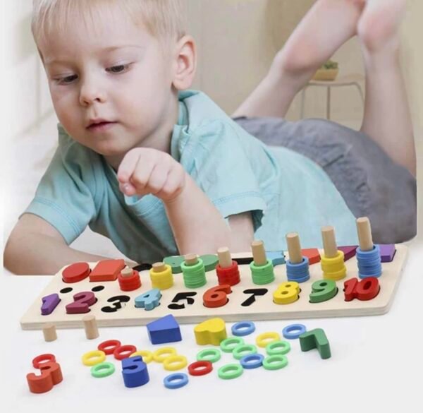 Wooden Number and Shape Puzzle Sorting Montessori Toys for Toddlers, Learning & Educational Toys for Number Counting, Game for Age 3-5 Year olds Kids