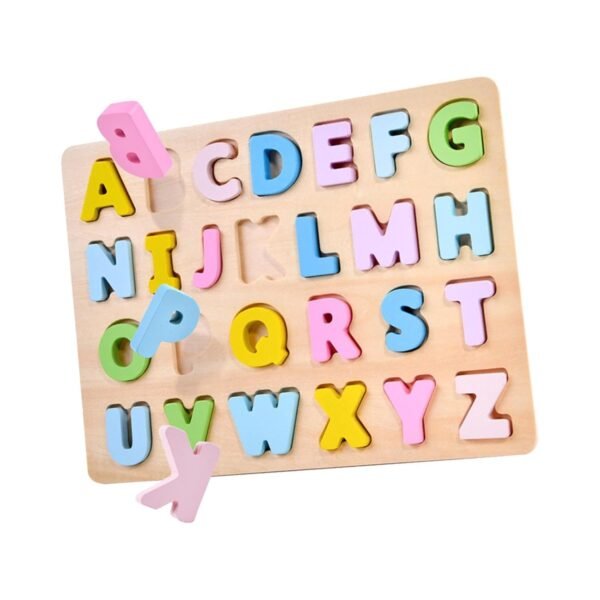 Toy Wood Alphabet Puzzle Set Puzzle Board for Boys Girls Children Ages 0-3 Years - Image 4