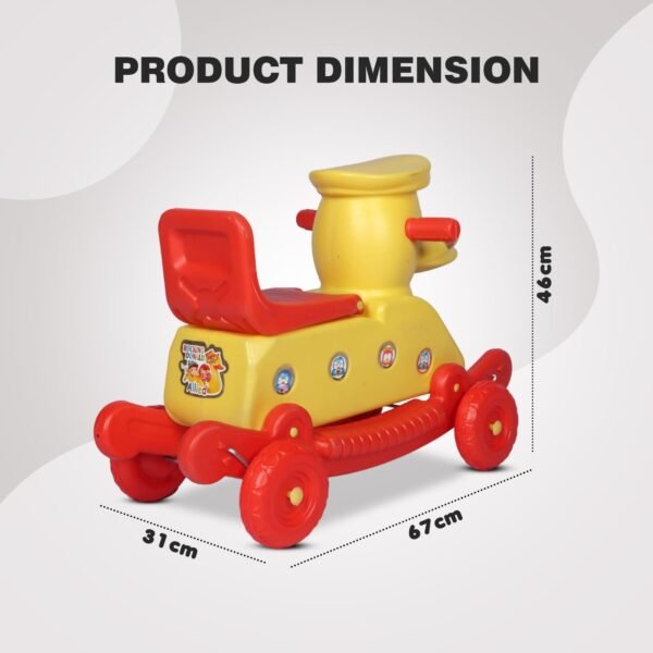 Donald Duck Rider for Kids 1-3 Years Old 2-in-1 Rocker/Ride-Ons & Wagons Non Battery Operated Rideon (Red & Yellow) - Image 2