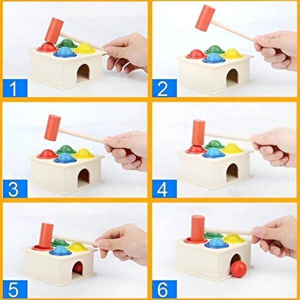 Wooden Hammer Ball Toy for Kids 2 Years | Montessori Toys for 1+ Year Old Boy | Hand-Eye Coordination & Sensory Toy | Activity Game & Pounding Toy for Toddlers - Image 4