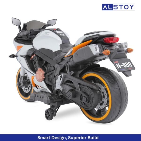 Kids Hyper-X Toy Bike with Rechargeable 12v Battery Operated Electric Ride-on Bike for Kids | BIS/ISI aproved Safe | 6 Months All Electric Warranty | 5 to 12 Years | Large | Ornage+White - Image 6