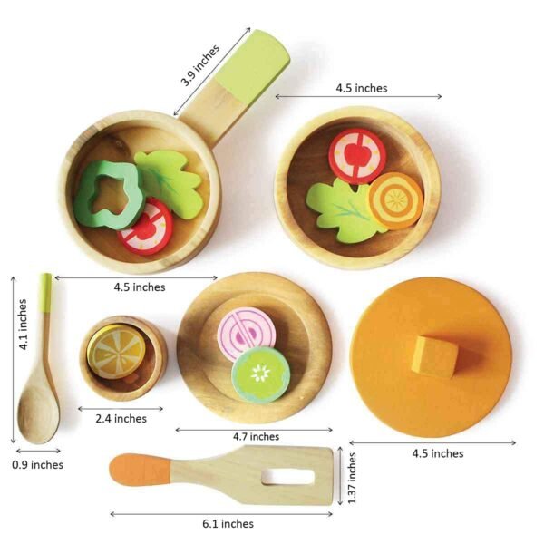 Shumee\'s Wooden Mini Kitchen Set for Kids | 16-Piece Colorful and Baby-Friendly Pretend Play Toy | Ideal Miniature Kitchen Set Gift for Girls & Boys | Perfect for Ages 3+ | Mini Cooking Set - Image 3