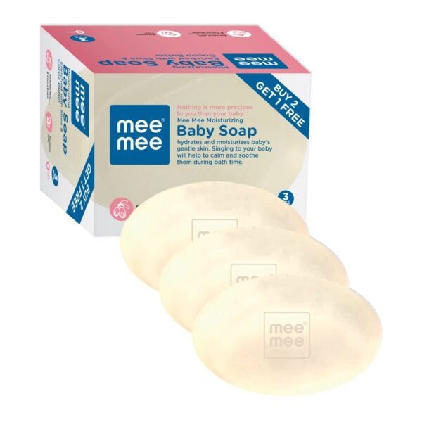 Mee Mee Baby Soap 75g, Pack of 3 (Buy 2, Get 1 Free) | Nurturing Bathing Bar with Natural Shea & Cocoa Butter | For Baby\'s Sensitive Skin | Paraben Free | Dermatologist-Approved for Gentle Skin Care