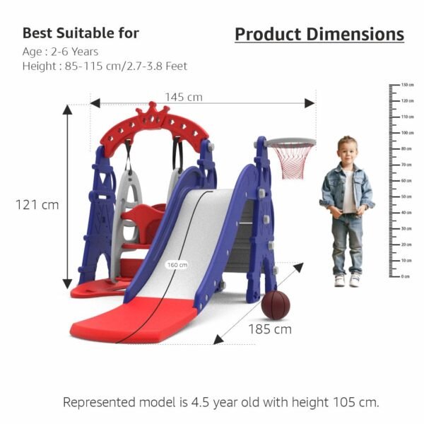 Amazon Brand - Solimo 3-in-1 Garden Castle Slide & Swing for Indoor & Outdoor Use | for Kids 2-8 Years Old | Safe & Fun | Ideal for Boys & Girls | Toy for Kids | Easy Assembly, Multicolor - Image 3