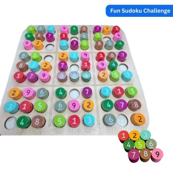Colourful Wooden Sudoku Game | Fun Sudoku Puzzle Game Toy Challenge for 6+ Years | Educational Board Games for Primary School Kids | Math Brain Teaser Indoor Game Puzzle for Adults and Family - Image 3