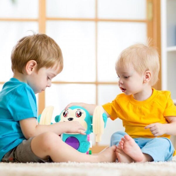 Storio Dancing Monkey Musical Toy for Kids Baby Spinning Rolling Doll Tumble Toy with Voice Control Musical Light and Sound Effects with Sensor, Multicolor - Image 4