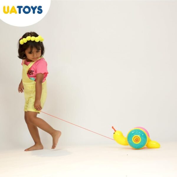 Pull Along Toy for 1+ Years Old Super Snail Pull Along Child Toys 2-5 Years- Yellow - Image 3