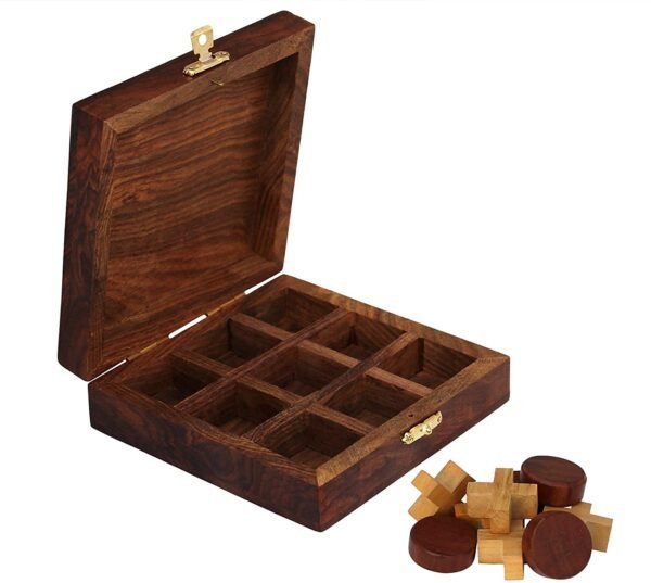 Wooden Tie-Tac-Toe Box - Classic Kids Toys for Engaging Play - Durable Wooden Design, Ideal for Family Game Night, Educational and Fun - Ideal Gift Toys for Kids - Image 4