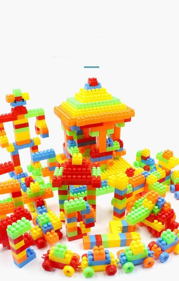 Plastic Building Blocks Toy with Wheels for Kids,Block Toy for 3-8 Years Old Kids Boys & Girls,Multicolor,200 Piece (200 Piece Block Toys for Kids)