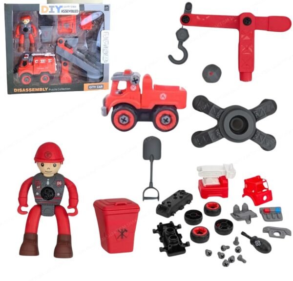 Fire Rescue Toy Set, DIY Assembly Kit with 6 Pieces, Educational STEM Toys for Kids 3-7 Years, Multicolour