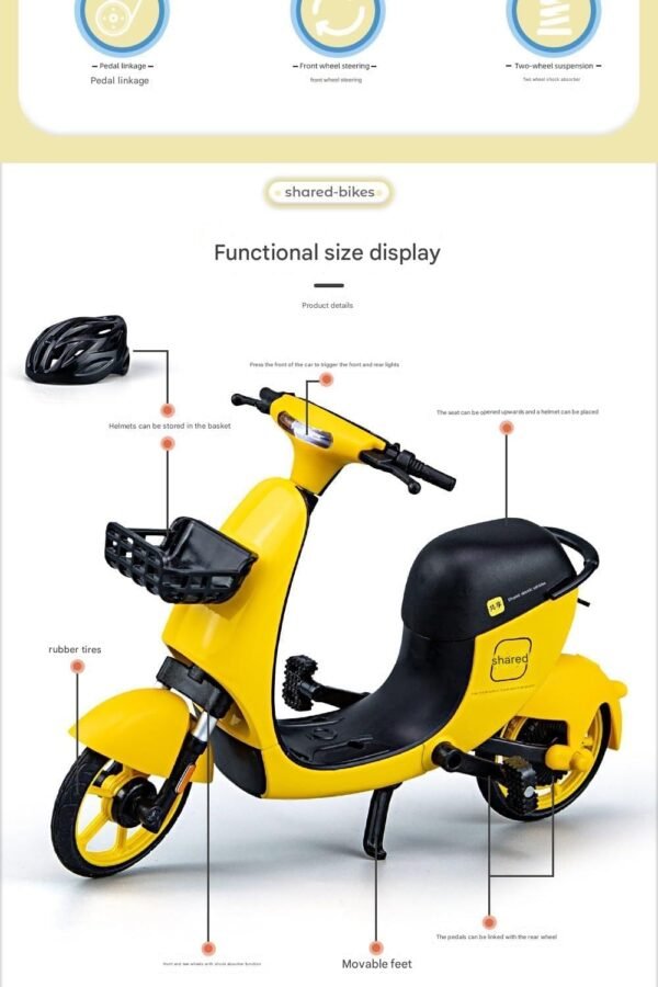Police Motorcycle Toy - Pull Back Motorcycle Toys, Tiny Gift with Music Lighting, Latte Motorcycles Toy for Kids Boys Age 3-8 Year Old [New] (1/10 Urban Sharing Electric Bicycle-Yellow)