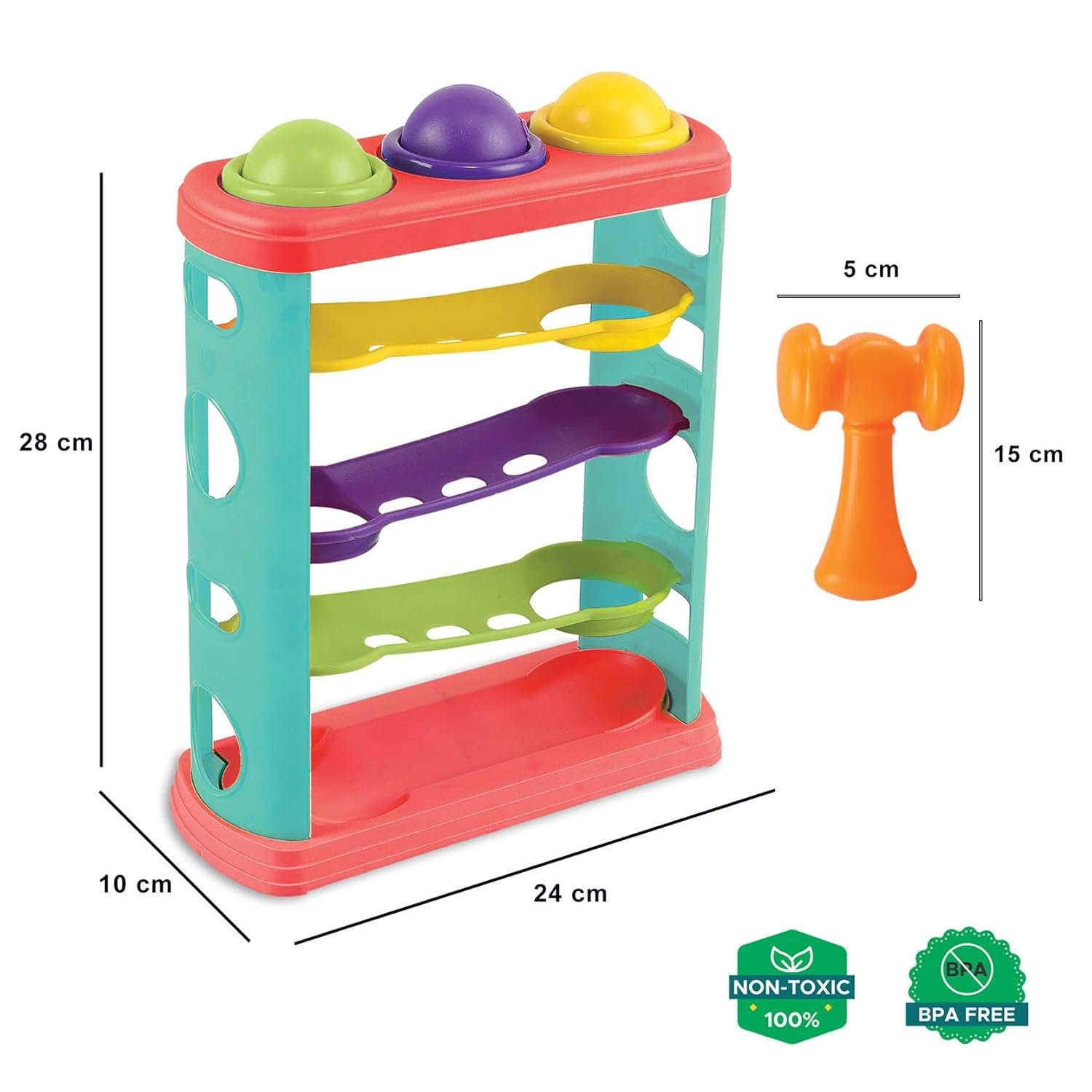 Hammer Knock Ball Toy for Kids: Pound a Ball Toy for Toddlers | Kids & Toddler Activity Toys for 2-4 Years | Gift for 1 Year Old Boys & Girls | Preschool & Montessori Education Toy - Image 2