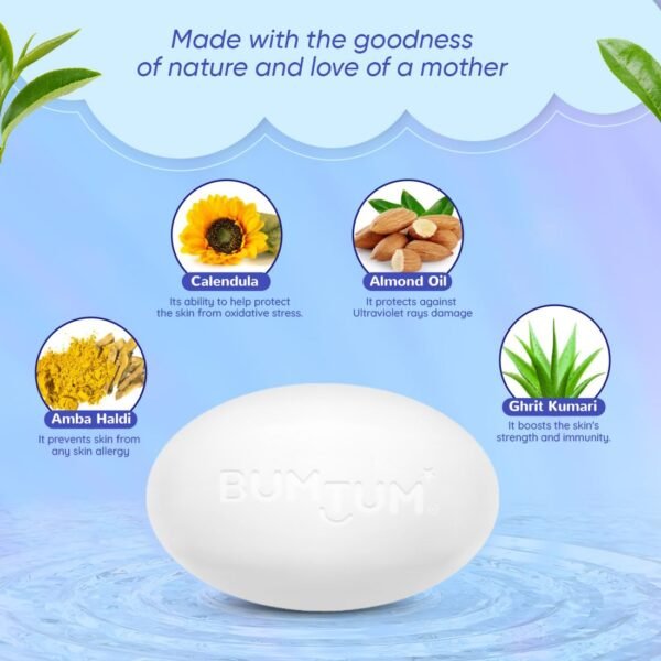 BUMTUM Baby Soap 6 Pieces with Goodness of Calendula Extract Parabens Free Vegan & Cruelty Free 50Gm - Image 2
