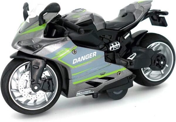 Police Motorcycle Toy - Pull Back Motorcycle Toys, Tiny Gift with Music Lighting, Latte Motorcycles Toy for Kids Boys Age 3-8 Year Old [New] (R1-Silver)
