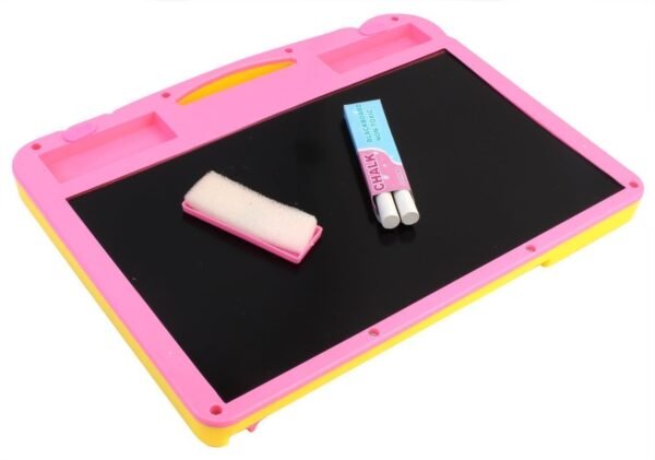 2-in-1 Double Sided Magnetic Slate Whiteboard and Blackboard with Chalk, Duster and Stylus for kids (Blue) - Image 4