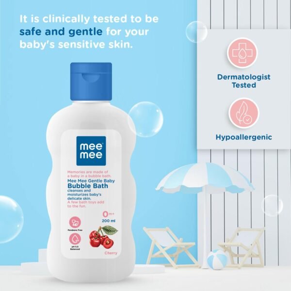 Mee Mee Foamy Baby Mild Bubble Bath 200ml (Pk 1) With Cherry & Fruit Extracts | Tear-Free Moisturizes and Soothes Skin |Infant Friendly Natural Head to Toe Baby Wash Dermatologically Tested - Image 3